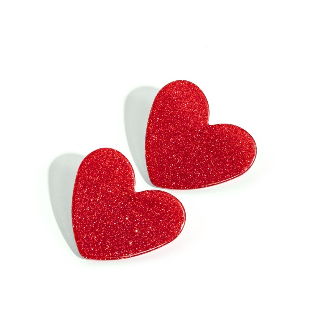 Sparkling Red Heart Earrings